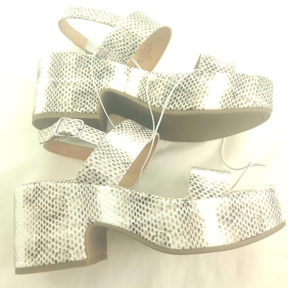 Marc Fisher White Reptile Print Platform Sandals Size 7 - Picture 9 of 13